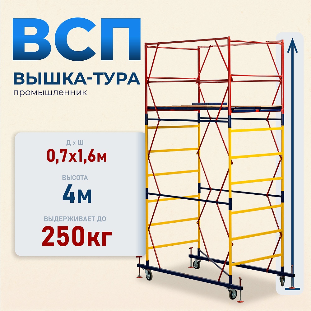 Вышка-тура всп 0.7х1.6, 4.0 м ver. 2.0 – купить по низким ценам |  Промышленник