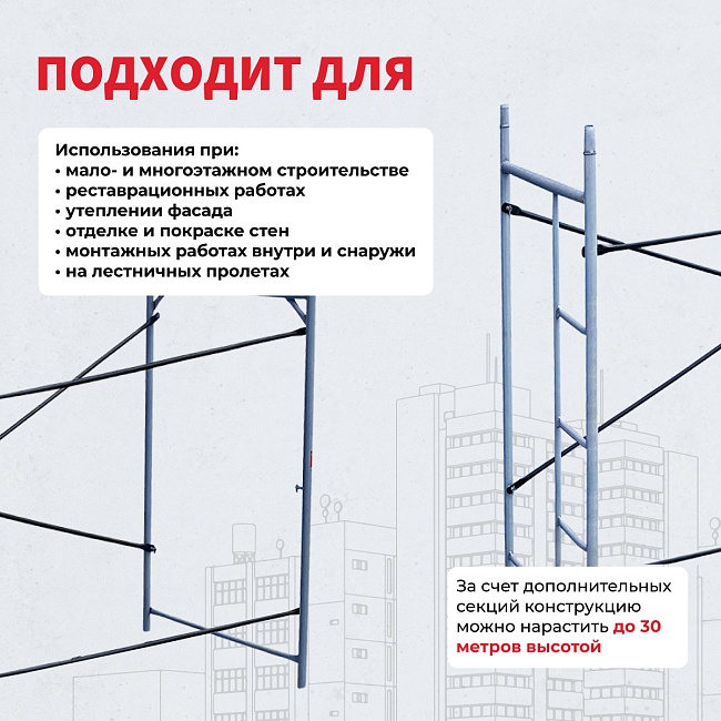Леса строительные рамные Промышленник ЛРСП 30 секция с лестницей фото 7